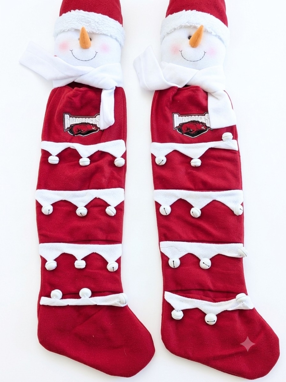 ARKANSAS RAZORBACKS 55" Snowman Christmas Card Holder Pair NWT